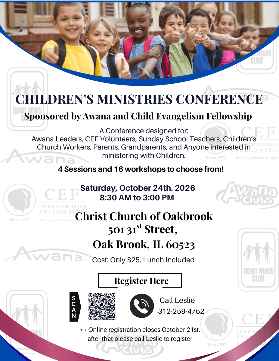 Children's Ministries Conference poster. Opens the full poster.